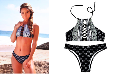 Black Lace Up Halter Padding Bikini Set available at Swimsuits.com.